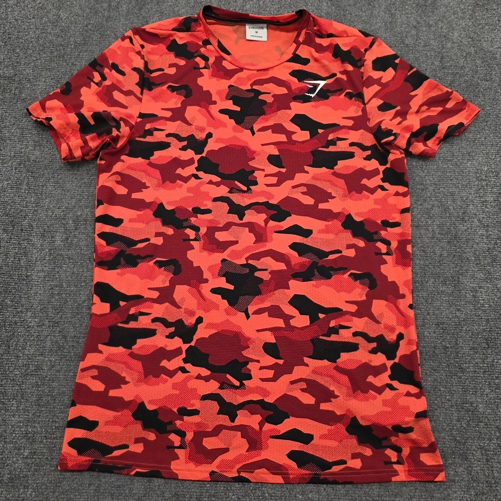 Gymshark Men's Performance S/S Crewneck T-Shirt Orange/Black • Medium